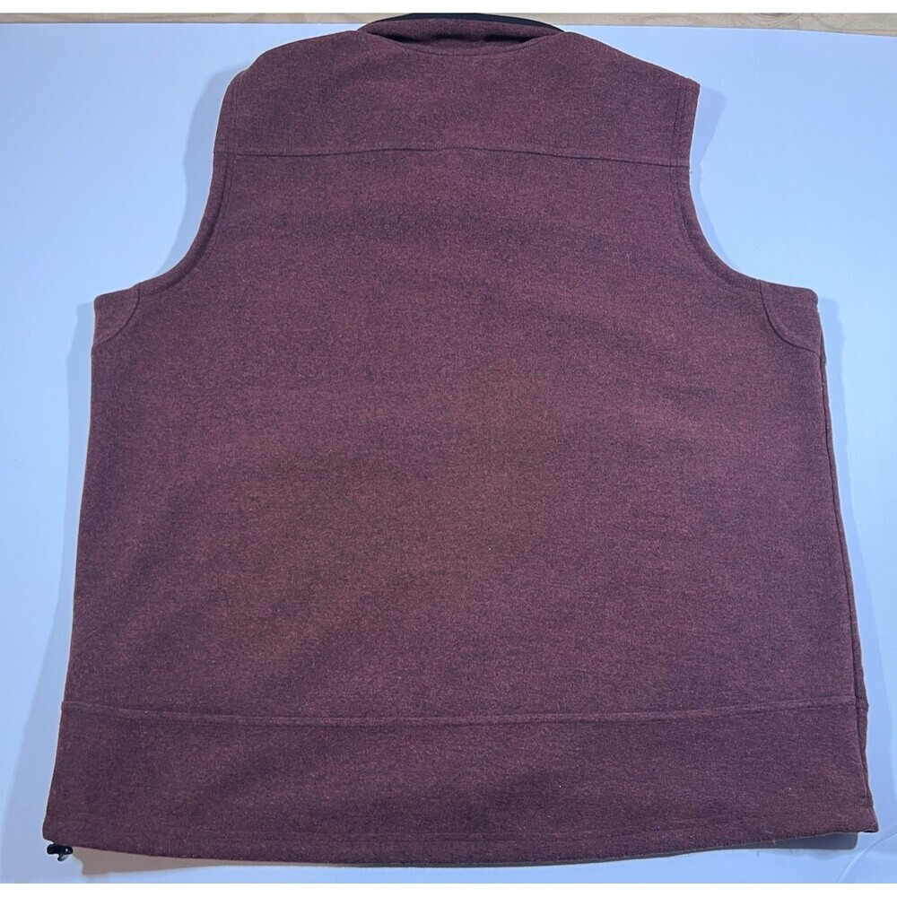 LL Bean Wool Blend Burgundy Full Zip Soft Shell Fleece Vest Men's XXL Tall - Picture 9 of 9